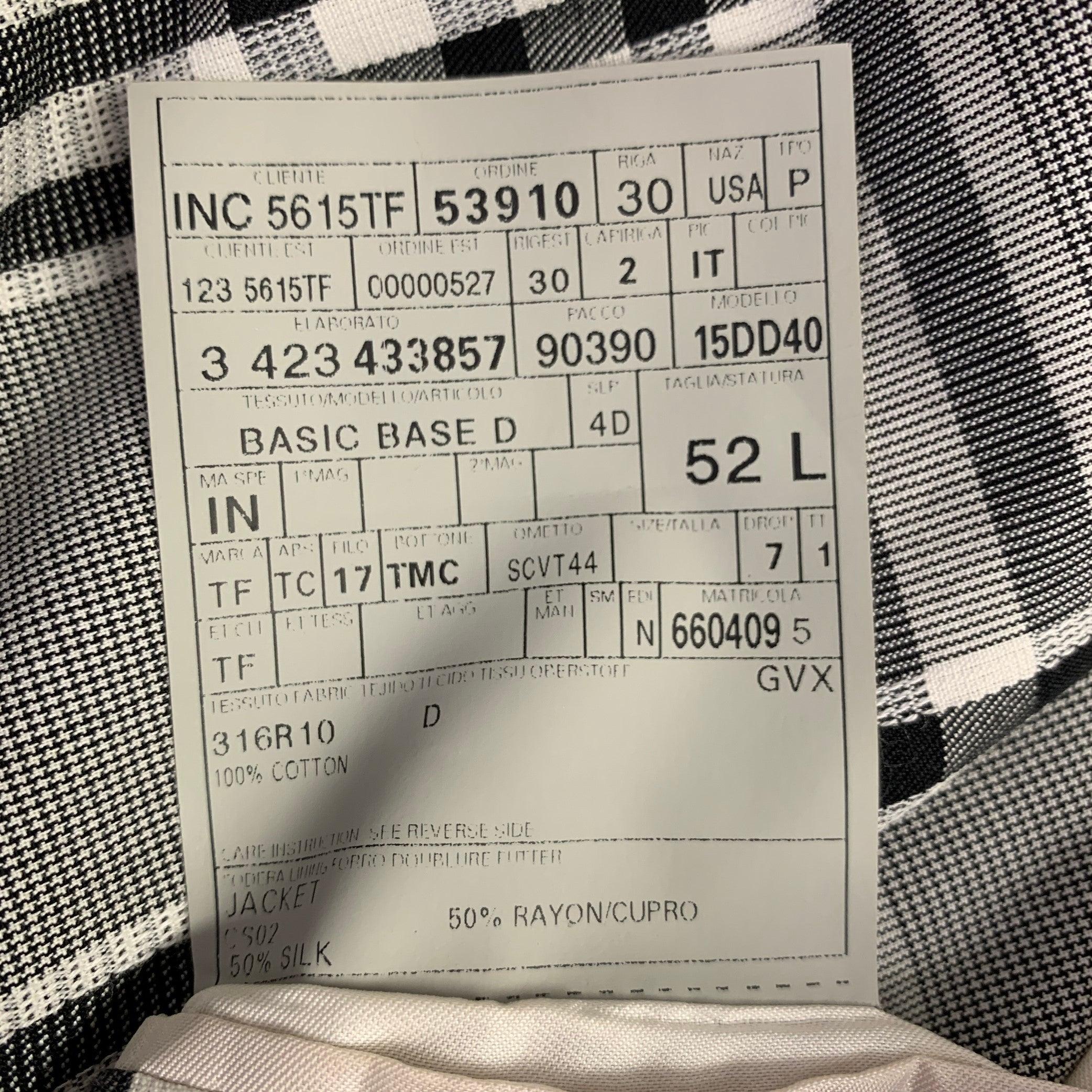TOM FORD Size 40 Grey Black Plaid Cotton Peak Lapel Sport Coat For Sale 4