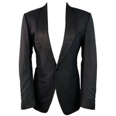 Used TOM FORD Size 40 Regular Black Wool Shawl Lapel Sport Coat