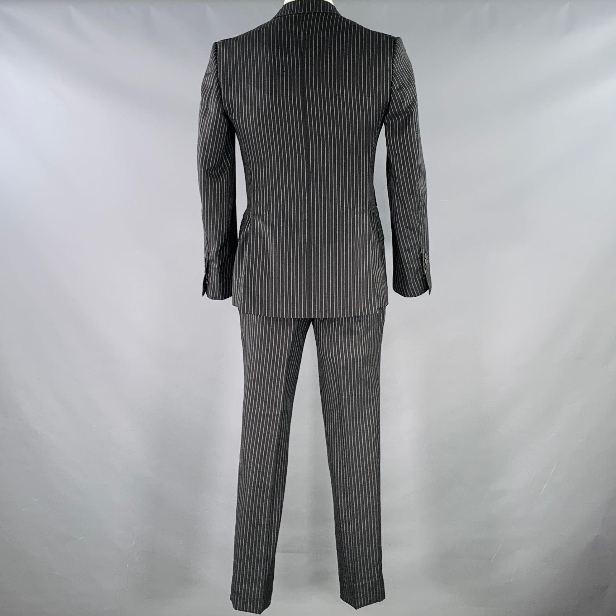 TOM FORD Size 42 Black White Pinstripe Virgin Wool Mohair Suit In Good Condition In San Francisco, CA