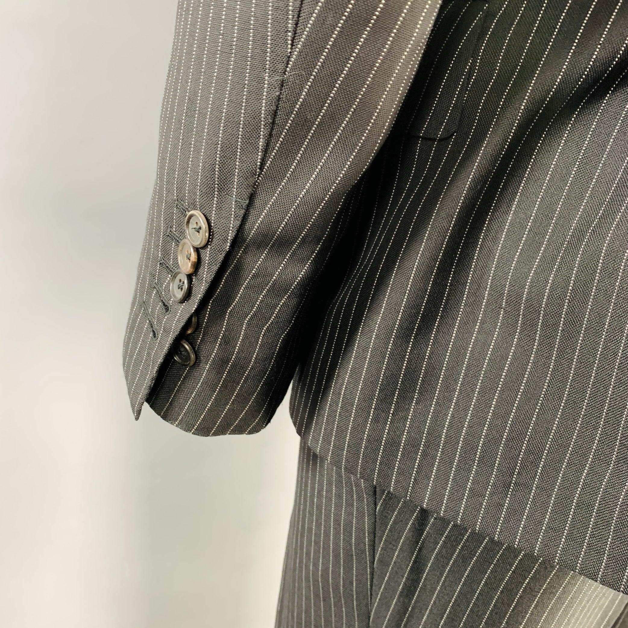 TOM FORD Size 42 Black White Pinstripe Virgin Wool Mohair Suit 2