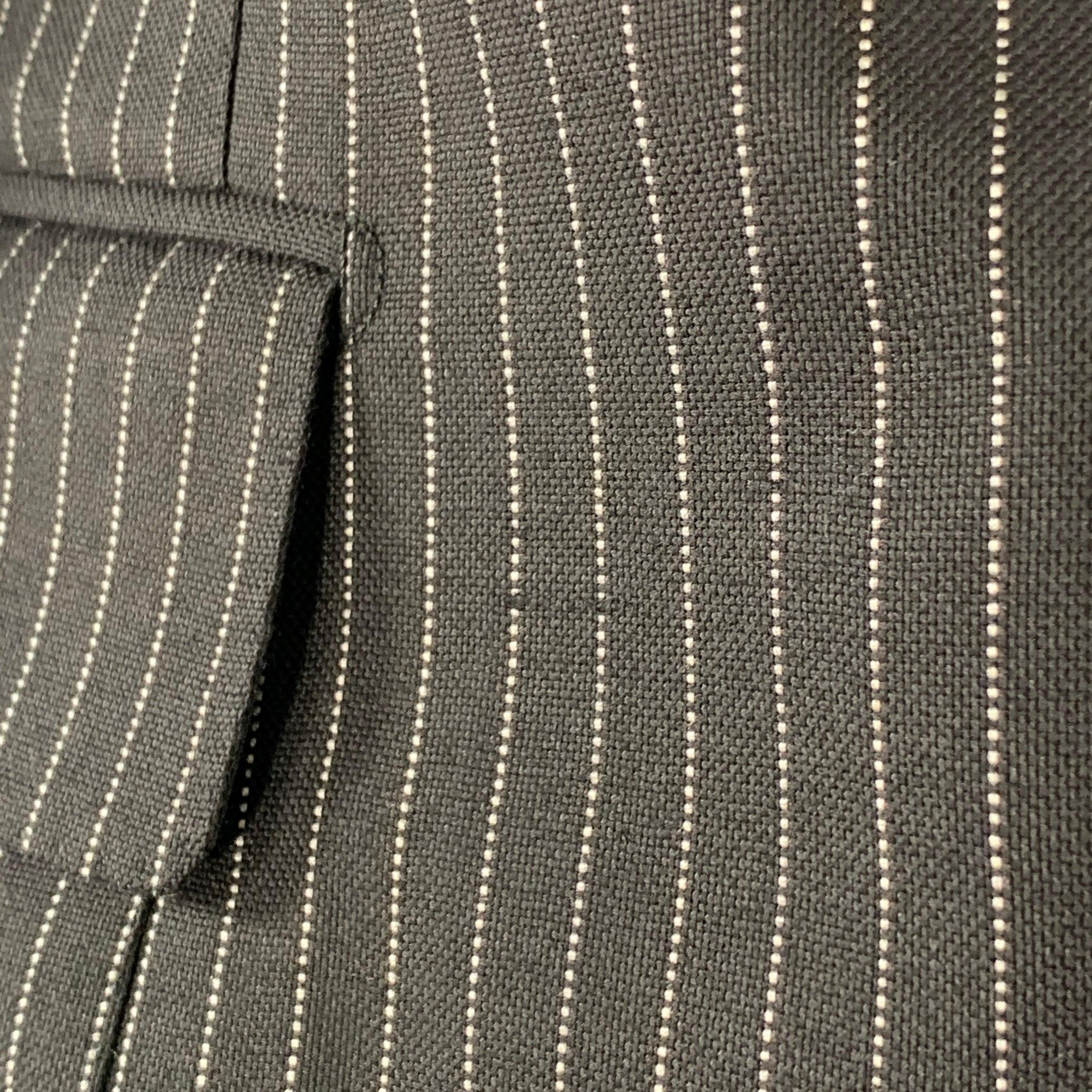 TOM FORD Size 42 Black White Pinstripe Virgin Wool Mohair Suit 3