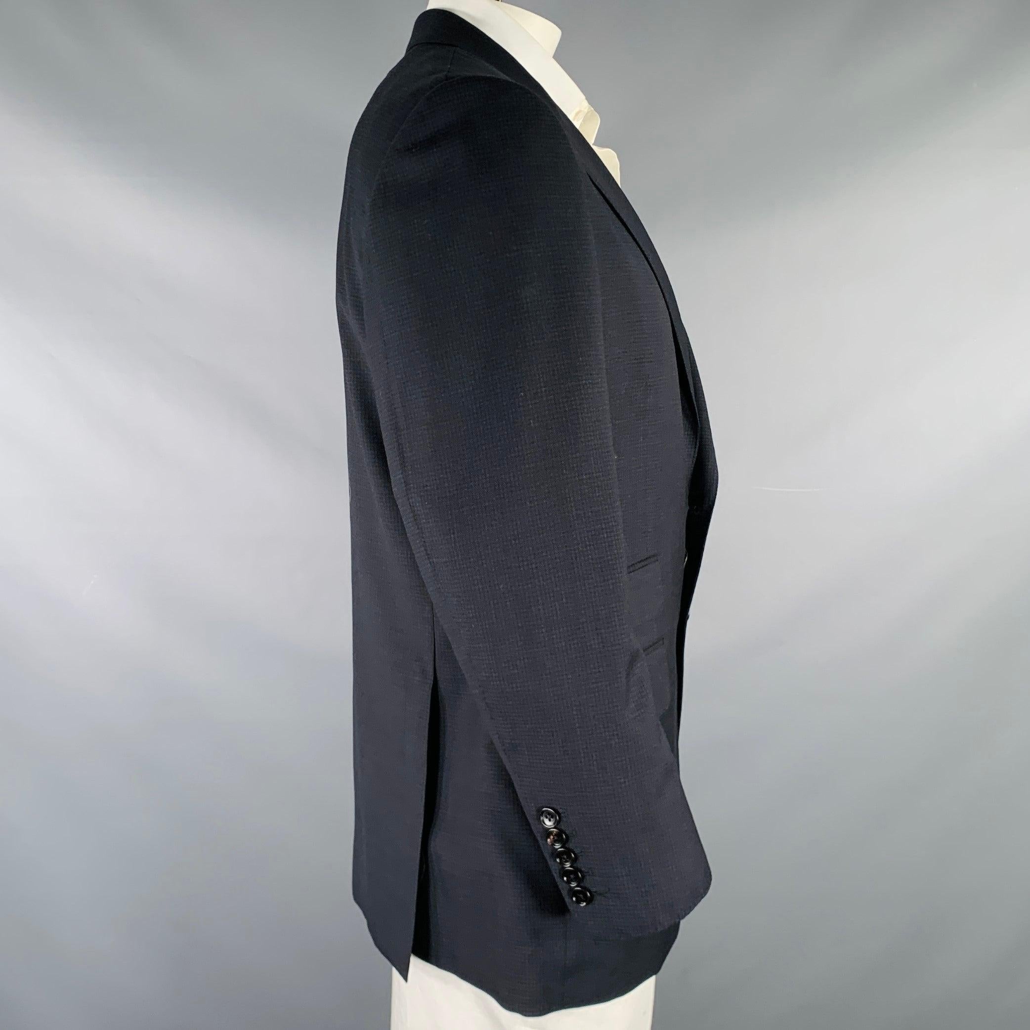 TOM FORD Size 44 Black Navy Checkered Wool Blend Sport Coat In Excellent Condition In San Francisco, CA