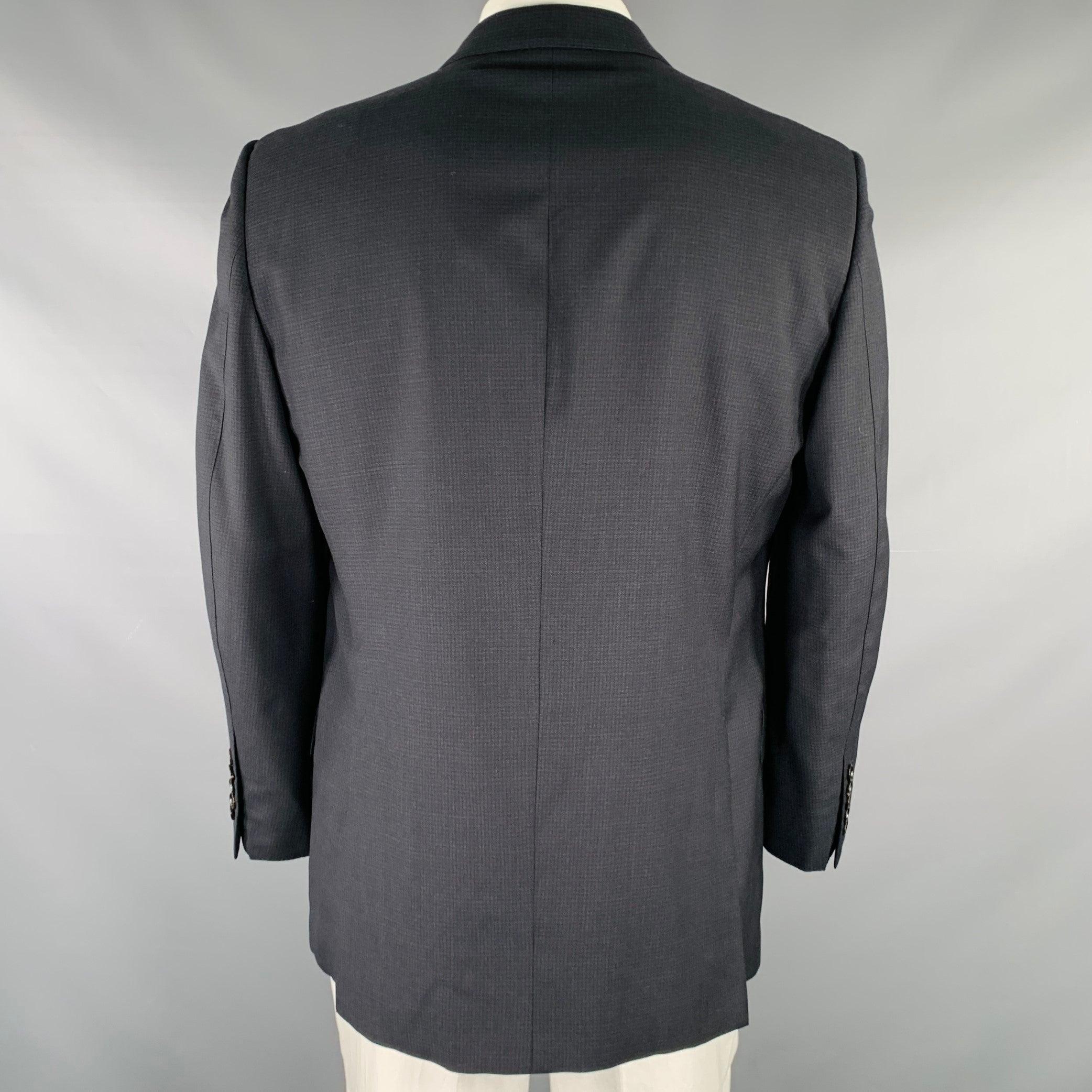 Men's TOM FORD Size 44 Black Navy Checkered Wool Blend Sport Coat