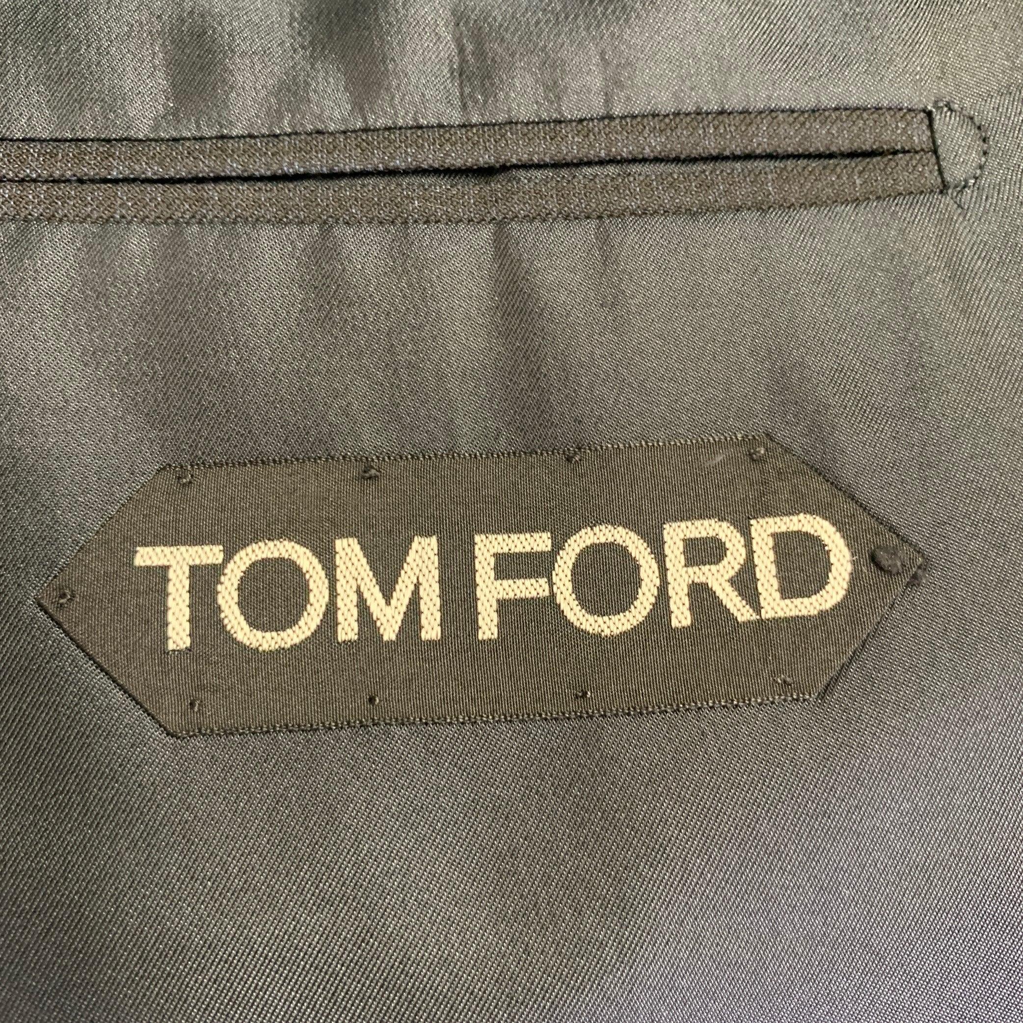 TOM FORD Größe 44 Schwarzer Marineblauer karierter Sportmantel aus Wollmischung 2