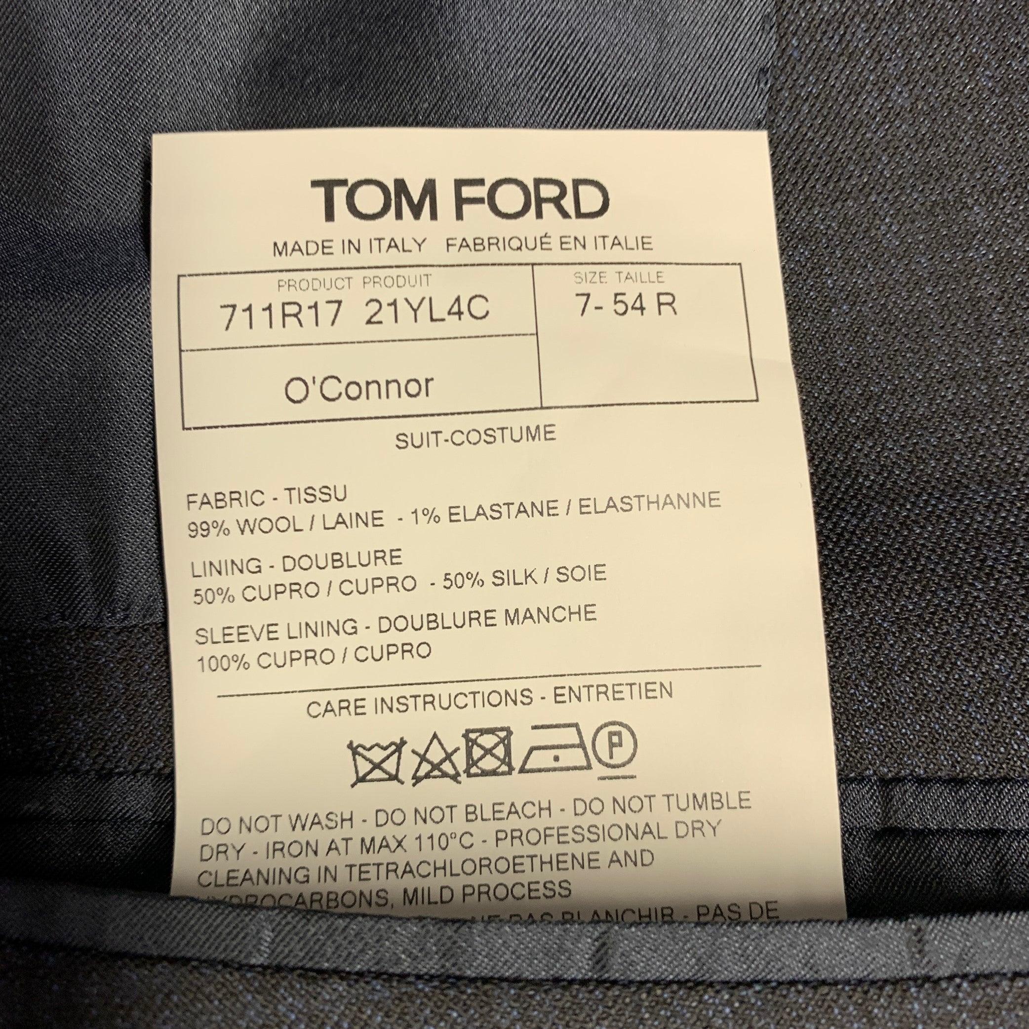 TOM FORD Size 44 Black Navy Checkered Wool Blend Sport Coat 3