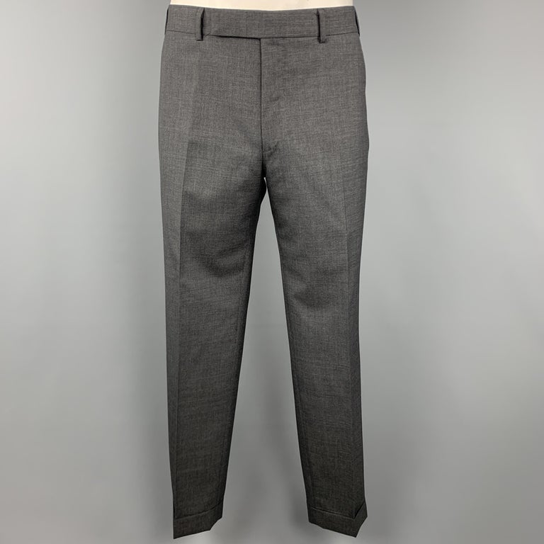 TOM FORD Size 44 Dark Gray Wool Notch Lapel Cuffed Leg Suit at 1stDibs