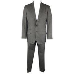 TOM FORD Size 44 Dark Gray Wool Notch Lapel Cuffed Leg Suit