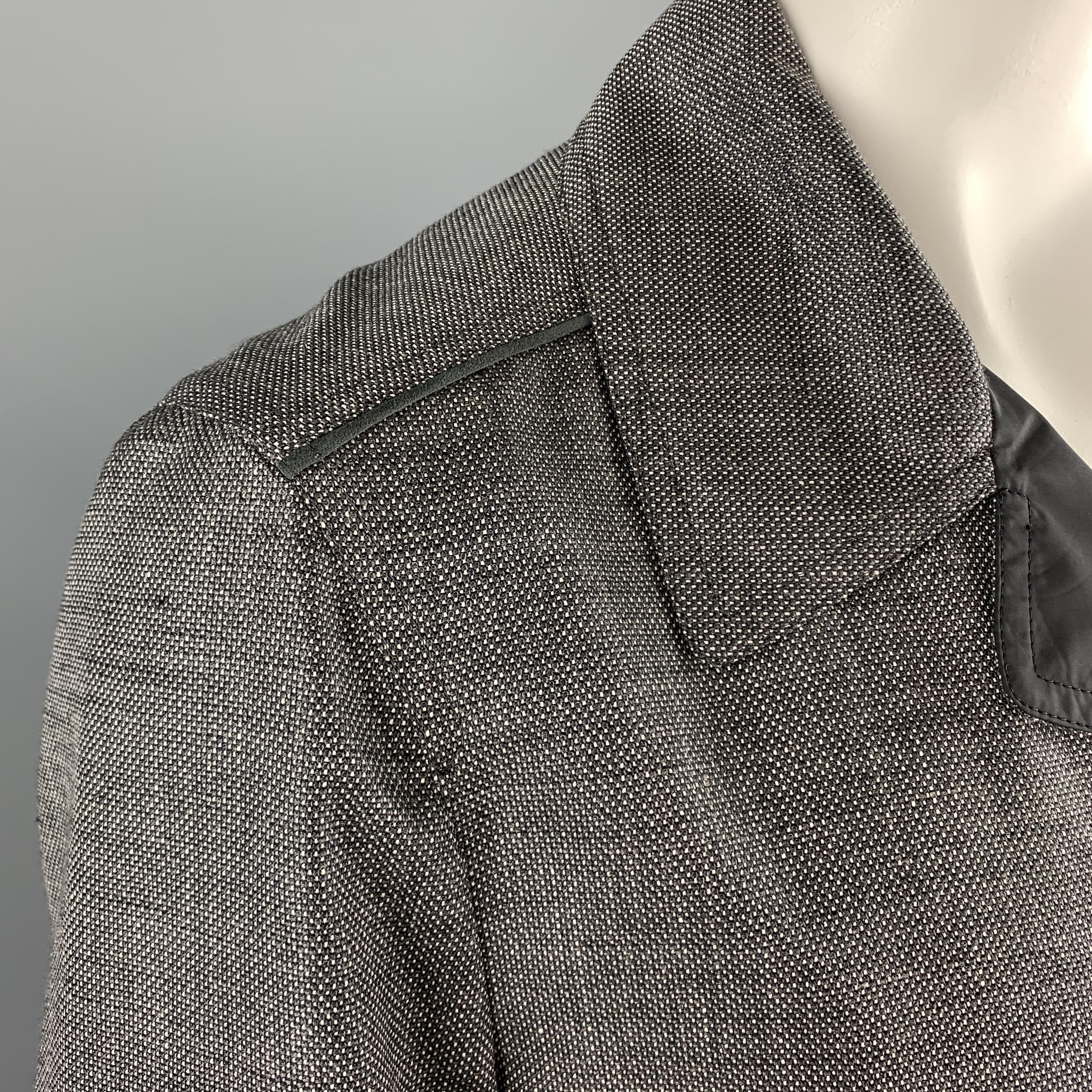 Gray TOM FORD Size 44 Grey Heather Wool Blend Woven Waterproof Reversible Trench Coat