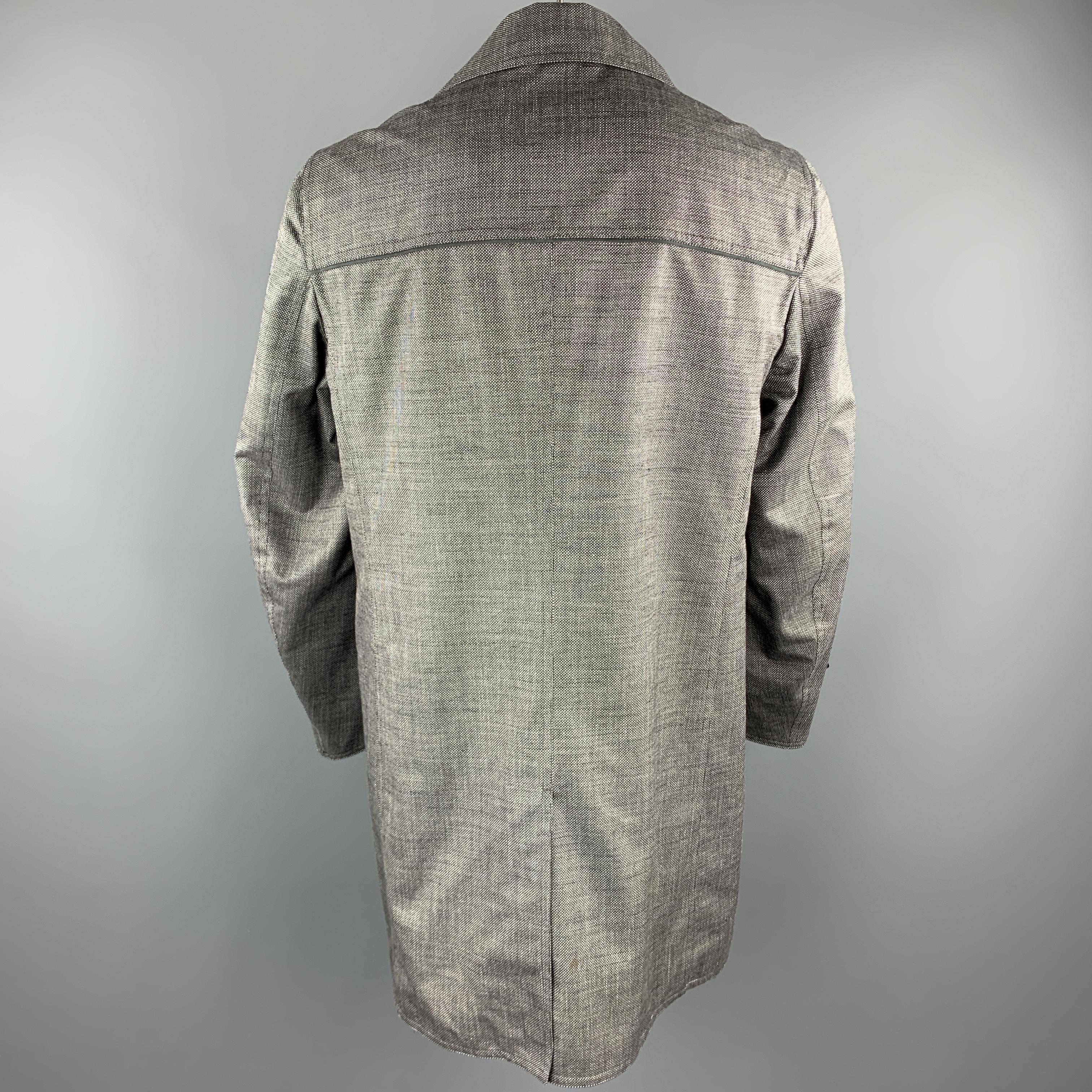 Men's TOM FORD Size 44 Grey Heather Wool Blend Woven Waterproof Reversible Trench Coat