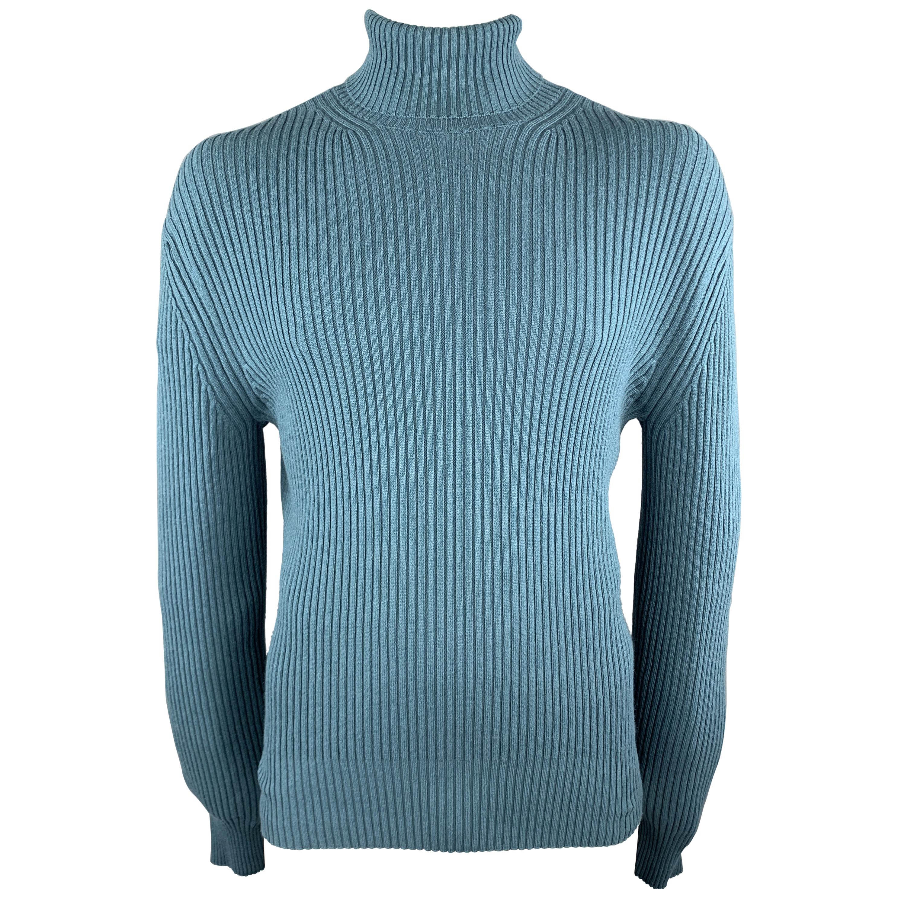 TOM FORD Size 44 Teal Ribbed Knit Cashmere Turtleneck Sweater