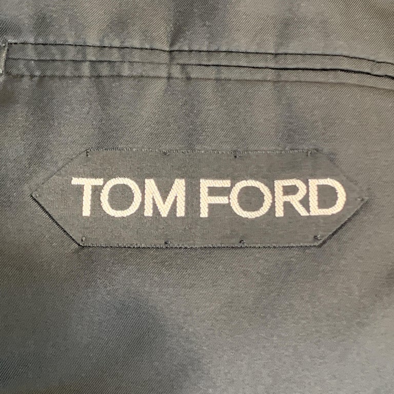 TOM FORD Size 46 Black Silk / Rayon Peak Lapel Single Button Tuxedo ...