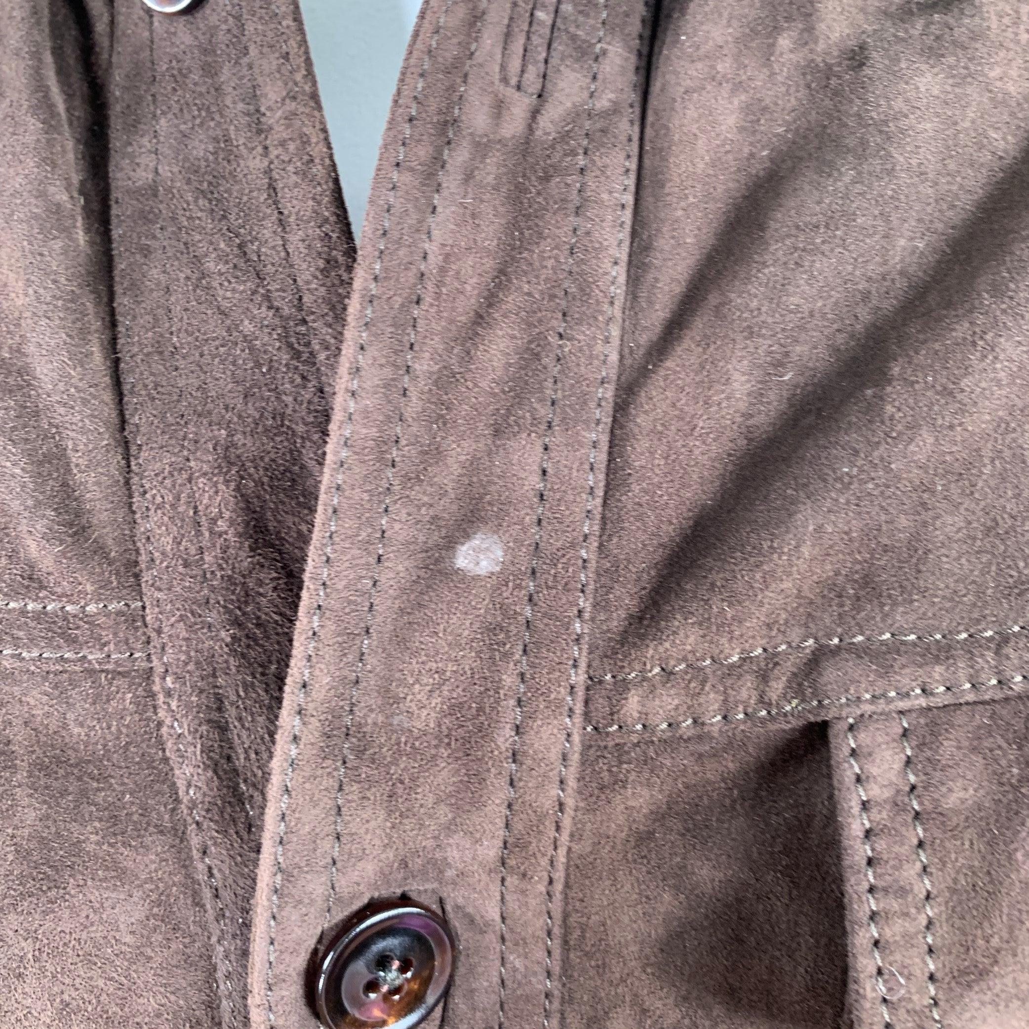 Men's TOM FORD Size 46 Brown Lambskin Suede Shirt Jacket For Sale