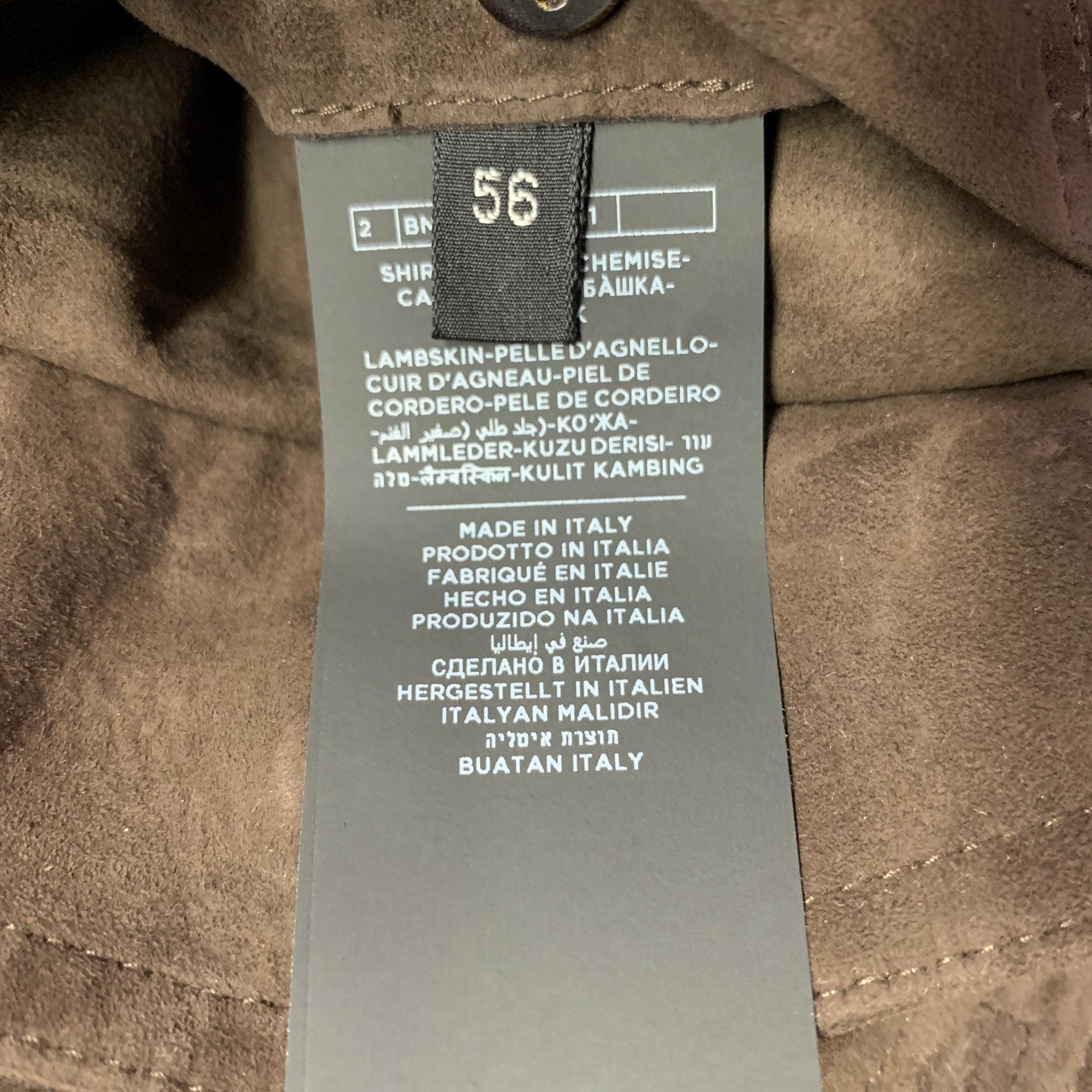 TOM FORD Size 46 Brown Lambskin Suede Shirt Jacket For Sale 5
