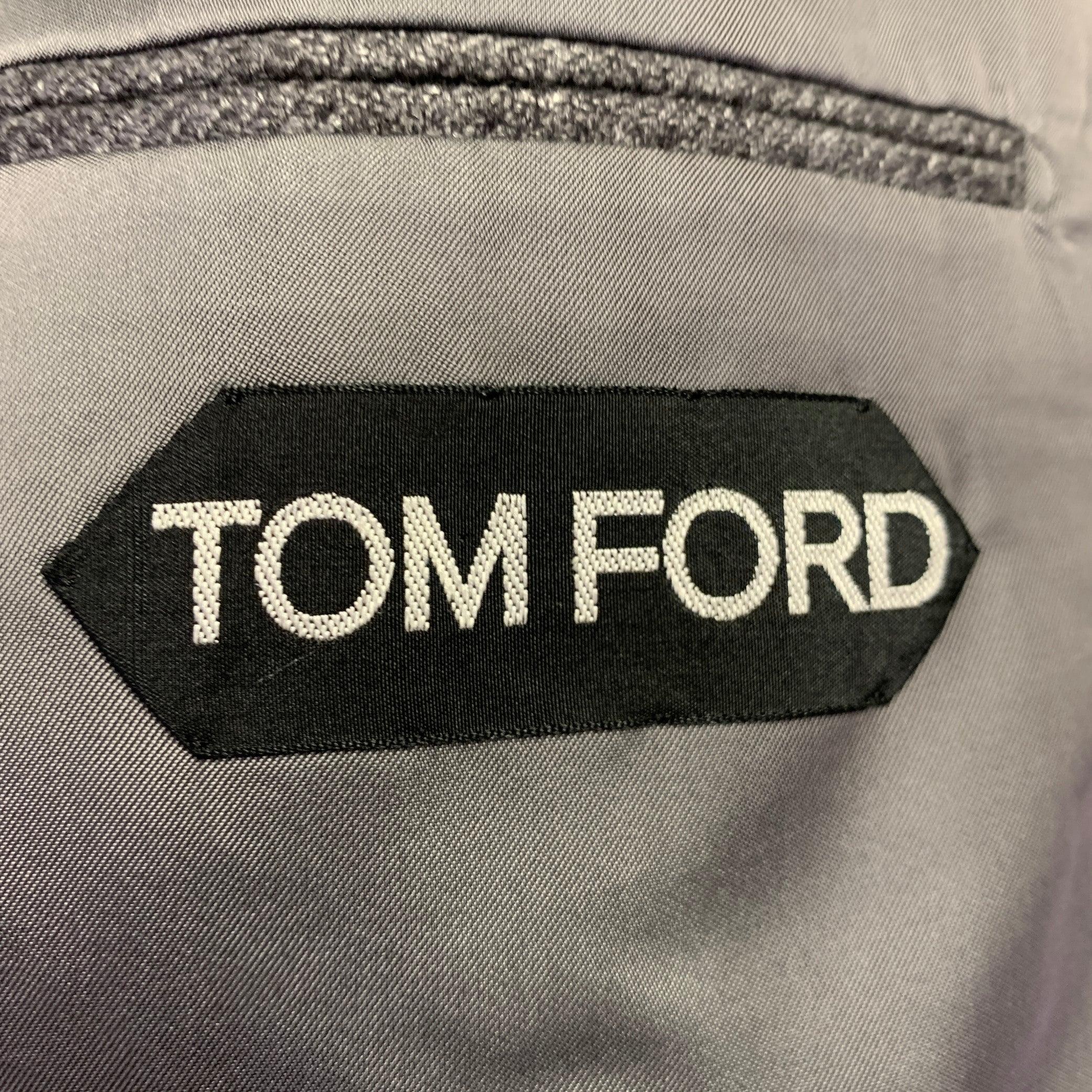 TOM FORD Talla 48 Chaquetón Seda Gris Cachemira Solapa de Pico en venta 1