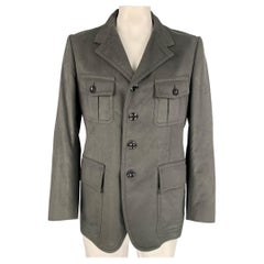 TOM FORD Size 48 Slate Rayon / Cotton Flap Pockets Jacket