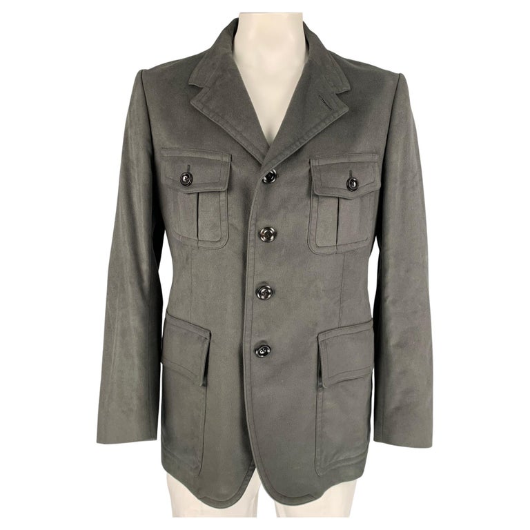 TOM FORD Size 48 Slate Rayon / Cotton Flap Pockets Jacket For Sale at  1stDibs
