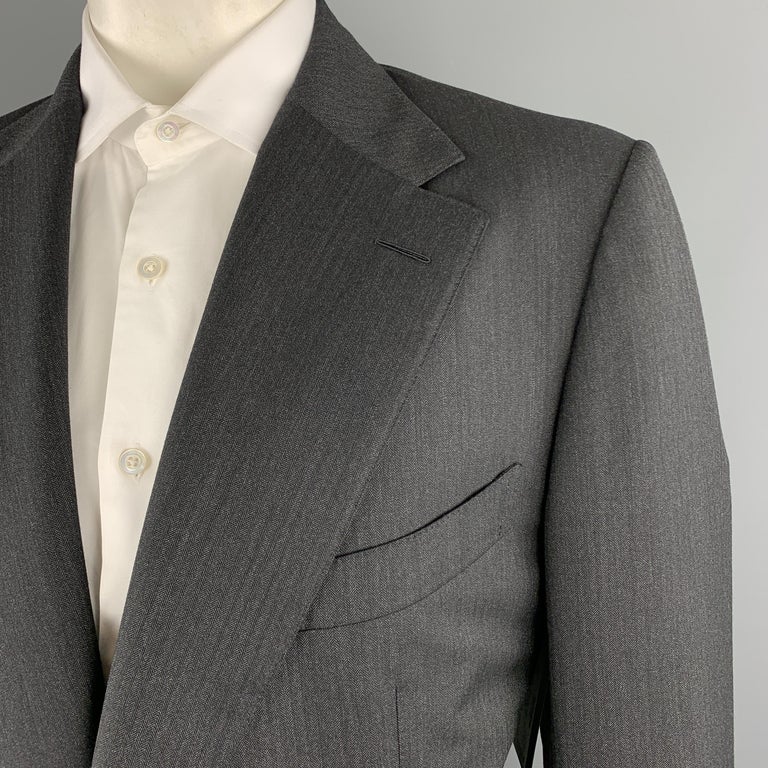 TOM FORD Size 50 Charcoal Wool Herringbone Notch Lapel Suit For Sale at ...