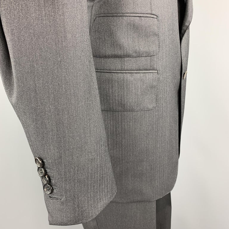TOM FORD Size 50 Charcoal Wool Herringbone Notch Lapel Suit at 1stDibs ...