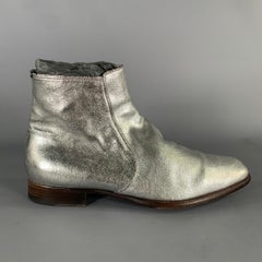 TOM FORD Size 7 Silver Metallic Leather Boots