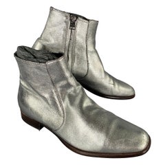 TOM FORD Size 7 Silver Metallic Leather Boots