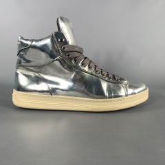 TOM FORD Size 7 Silver Metallic Leather High Top Sneakers
