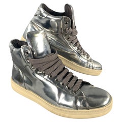 TOM FORD Size 7 Silver Metallic Leather High Top Sneakers