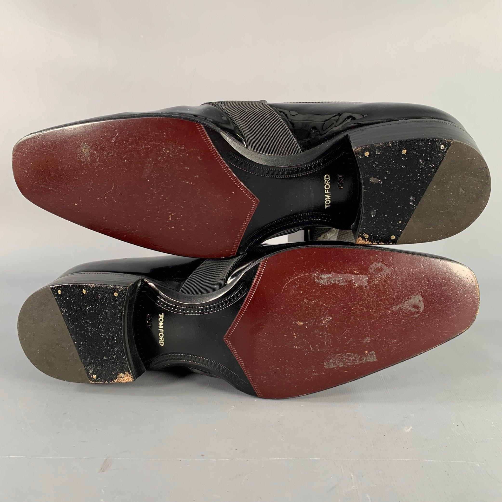 TOM FORD Size 7.5 Black Leather Slip On Loafers For Sale 2