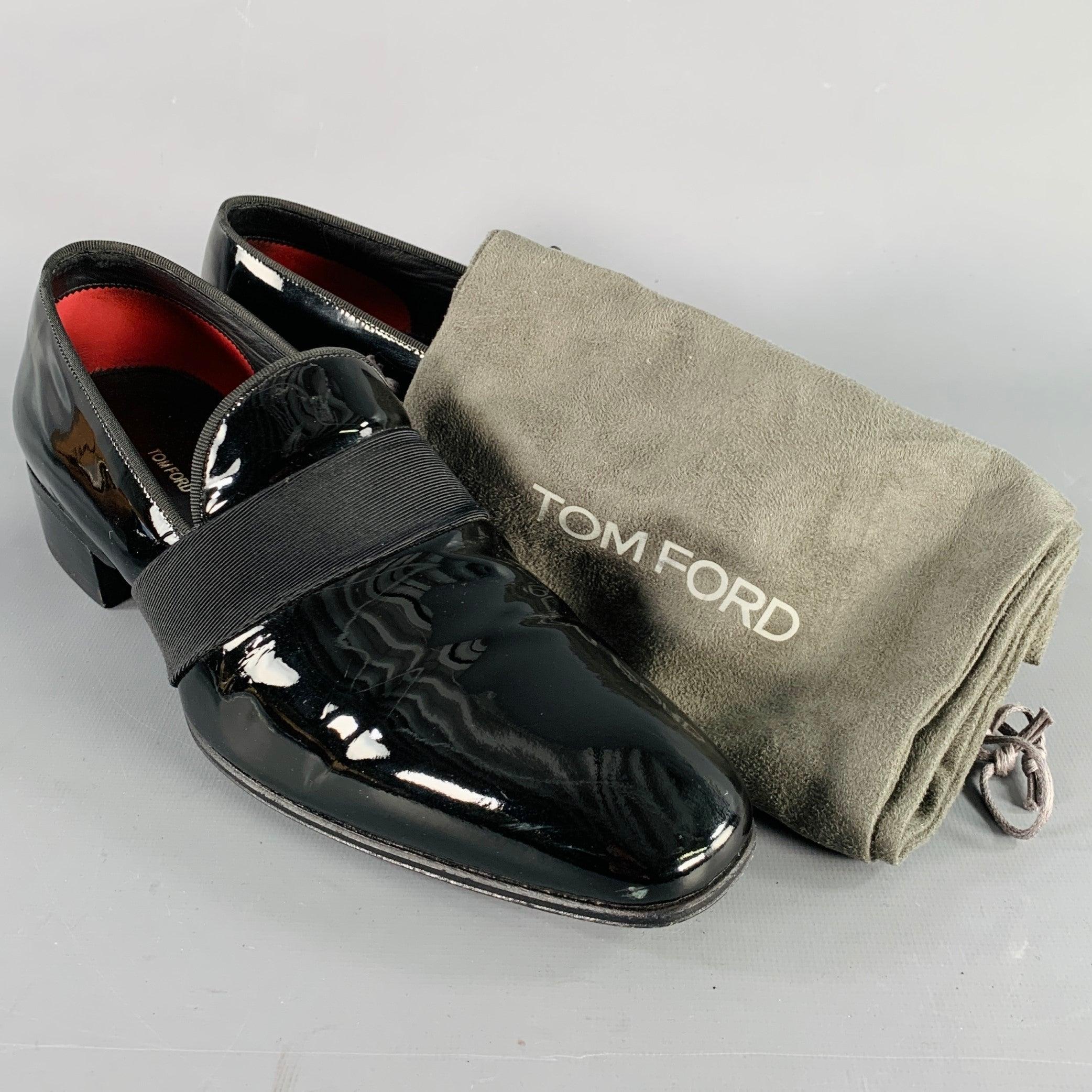 TOM FORD Size 7.5 Black Leather Slip On Loafers For Sale 4