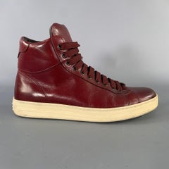 TOM FORD Size 8 Burgundy Leather High Top Lace Up Shoes