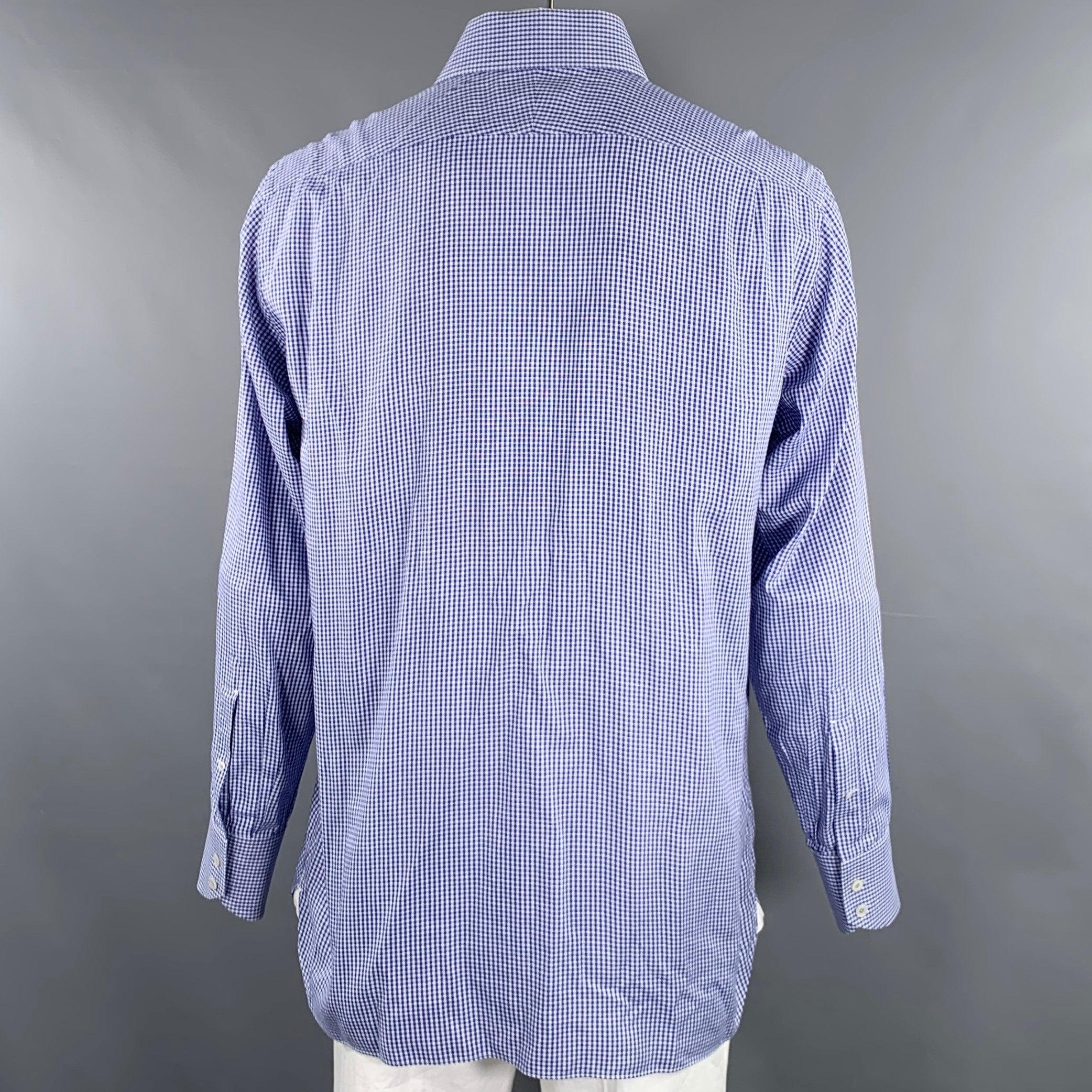 TOM FORD Size L Blue White Plaid Cotton Button Up Long Sleeve Shirt In Excellent Condition For Sale In San Francisco, CA