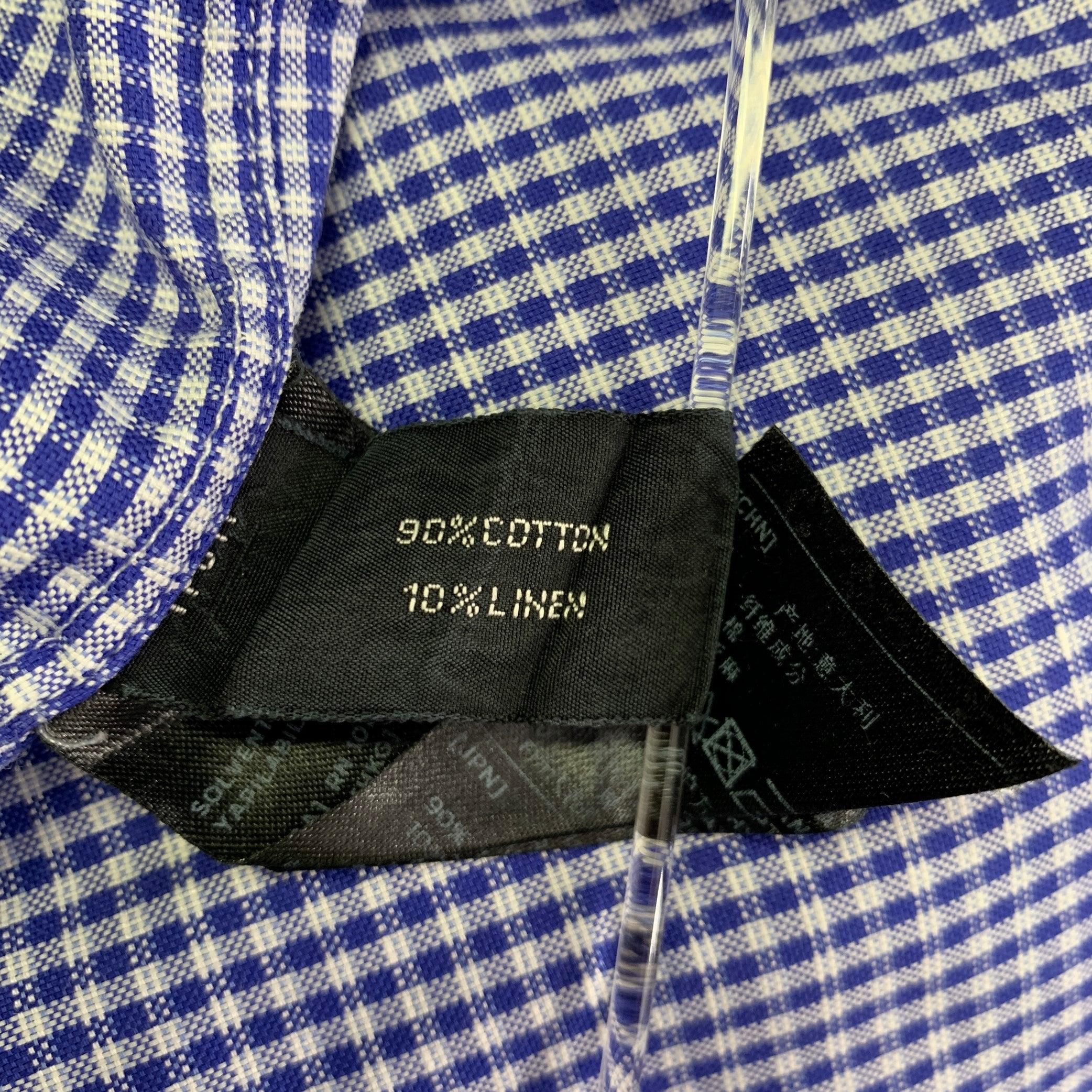 TOM FORD Size L Blue White Plaid Cotton Button Up Long Sleeve Shirt For Sale 1