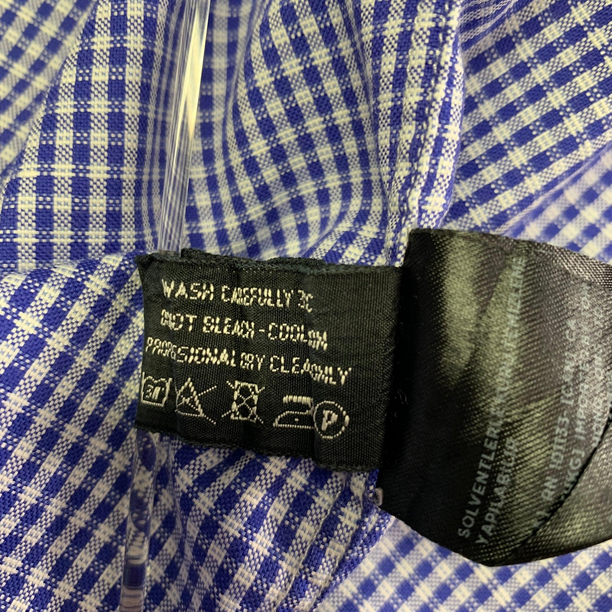 TOM FORD Size L Blue White Plaid Cotton Button Up Long Sleeve Shirt For Sale 2