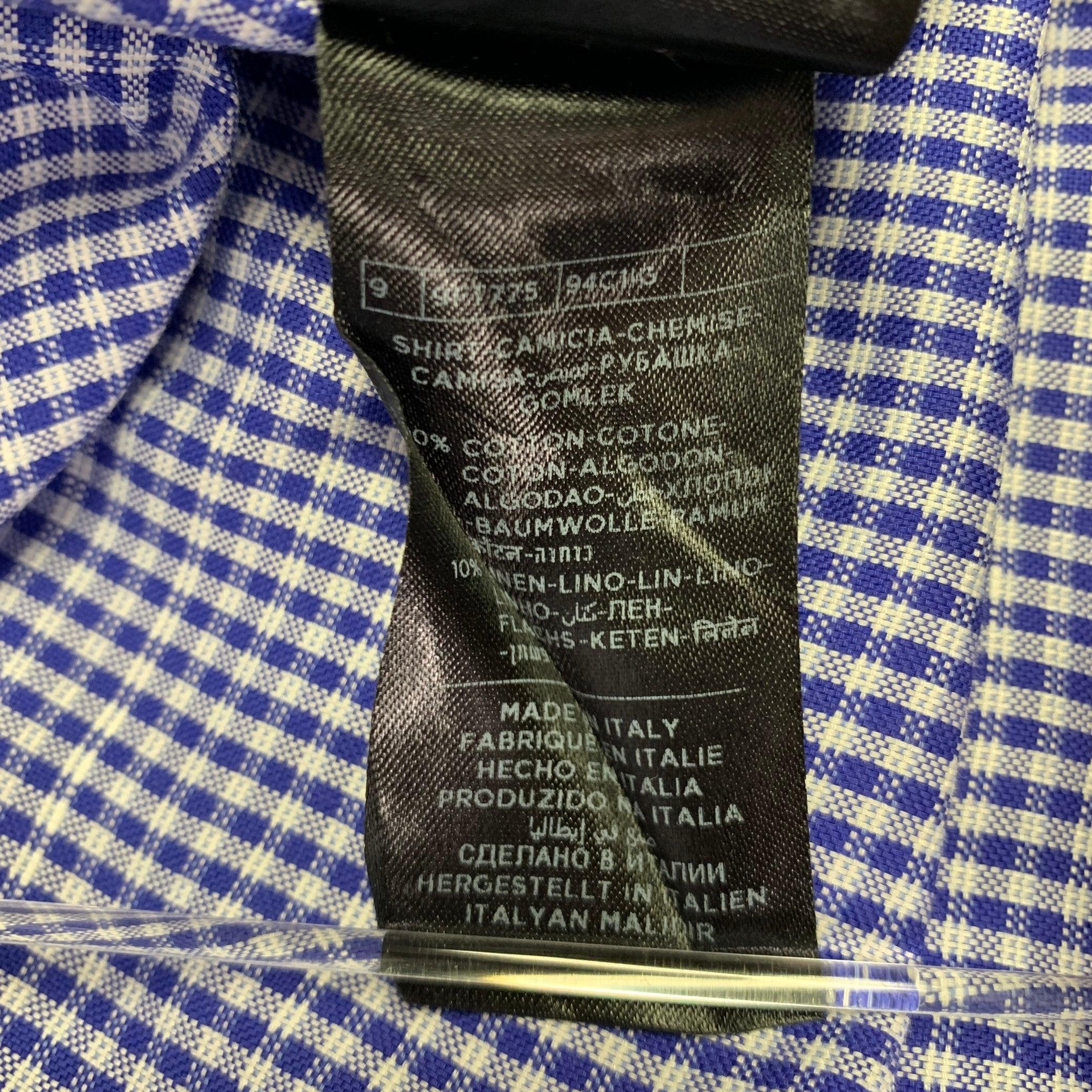 TOM FORD Size L Blue White Plaid Cotton Button Up Long Sleeve Shirt For Sale 3