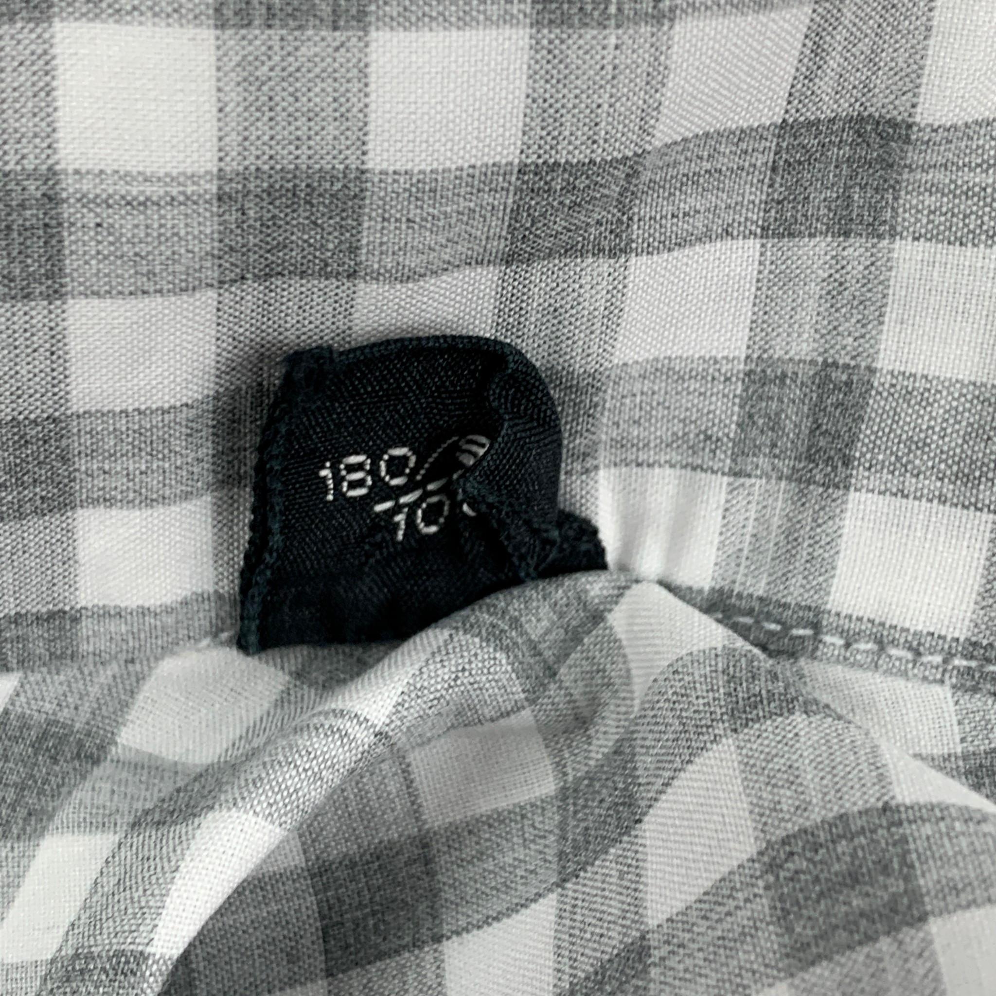  TOM FORD Size L Light Gray White Gingham Cotton Long Sleeve Shirt (Chemise à manches longues en coton vichy gris clair et blanc) Pour hommes 