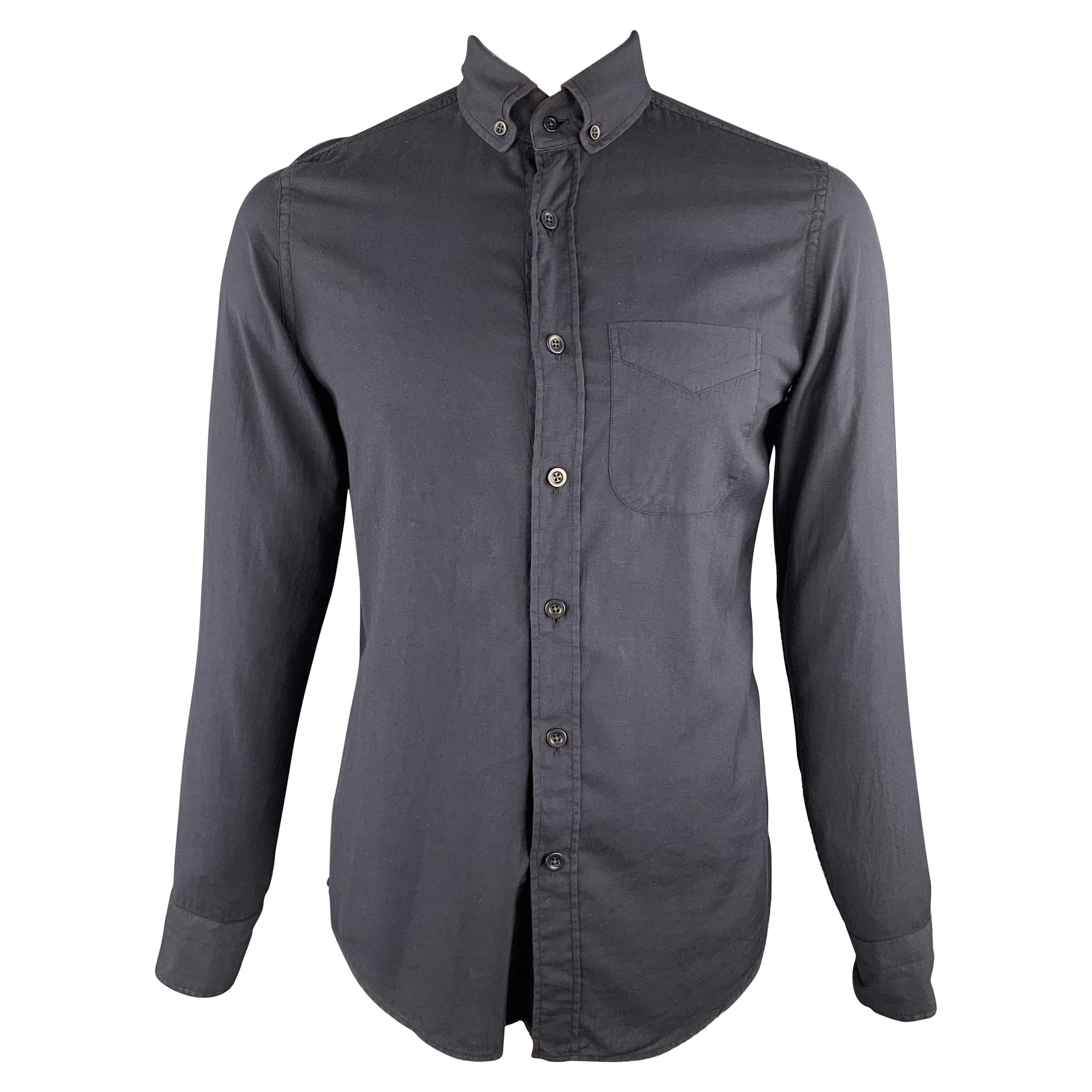 TOM FORD Size M Black Solid Cotton Button Down Long Sleeve Shirt