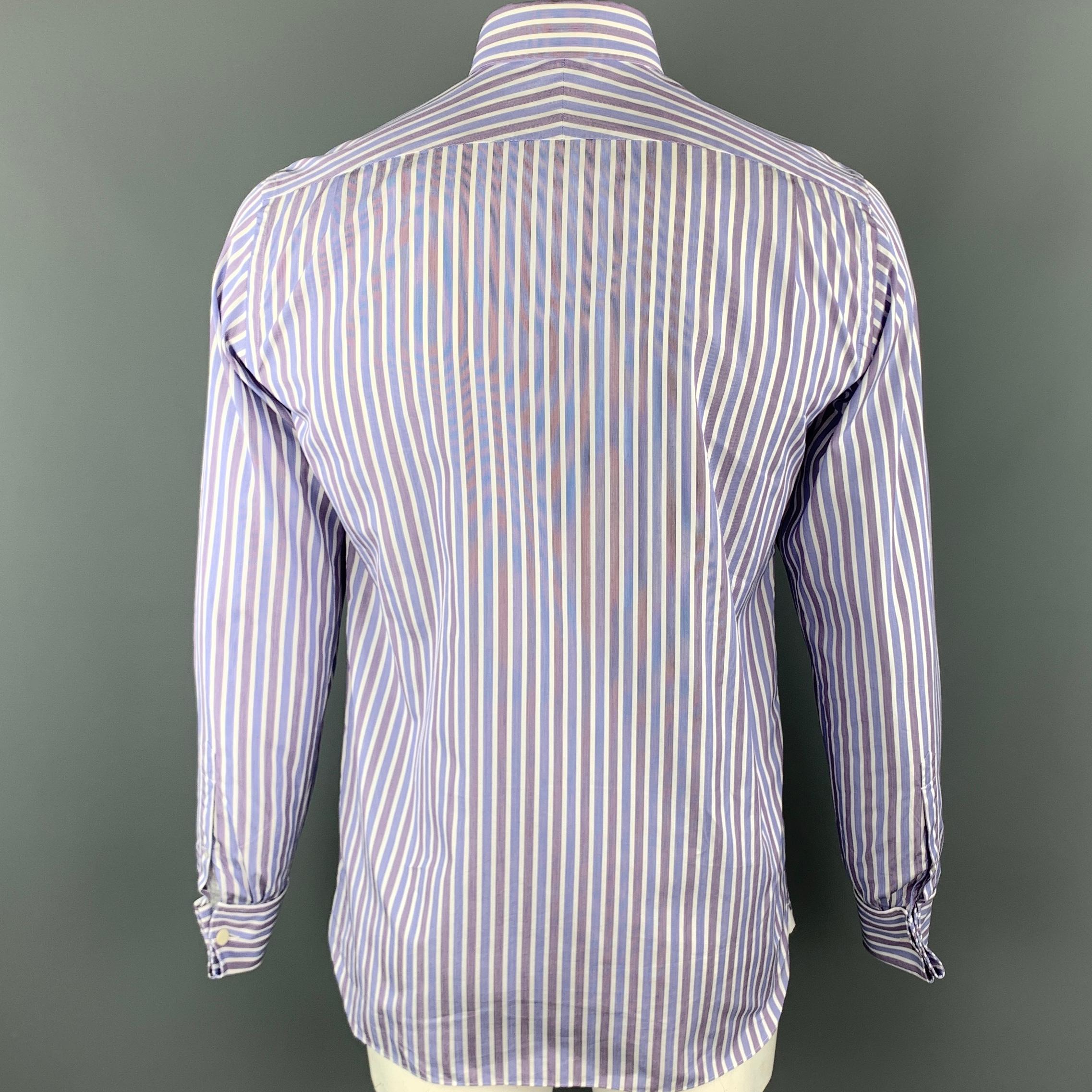 TOM FORD Size M Blue & White Vertical Stripe Cotton Long Sleeve Shirt In Excellent Condition In San Francisco, CA