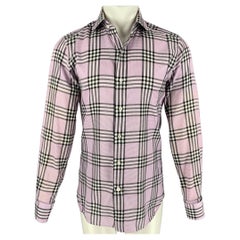 TOM FORD Size M Lilac Black White Plaid Cotton Long Sleeve Shirt