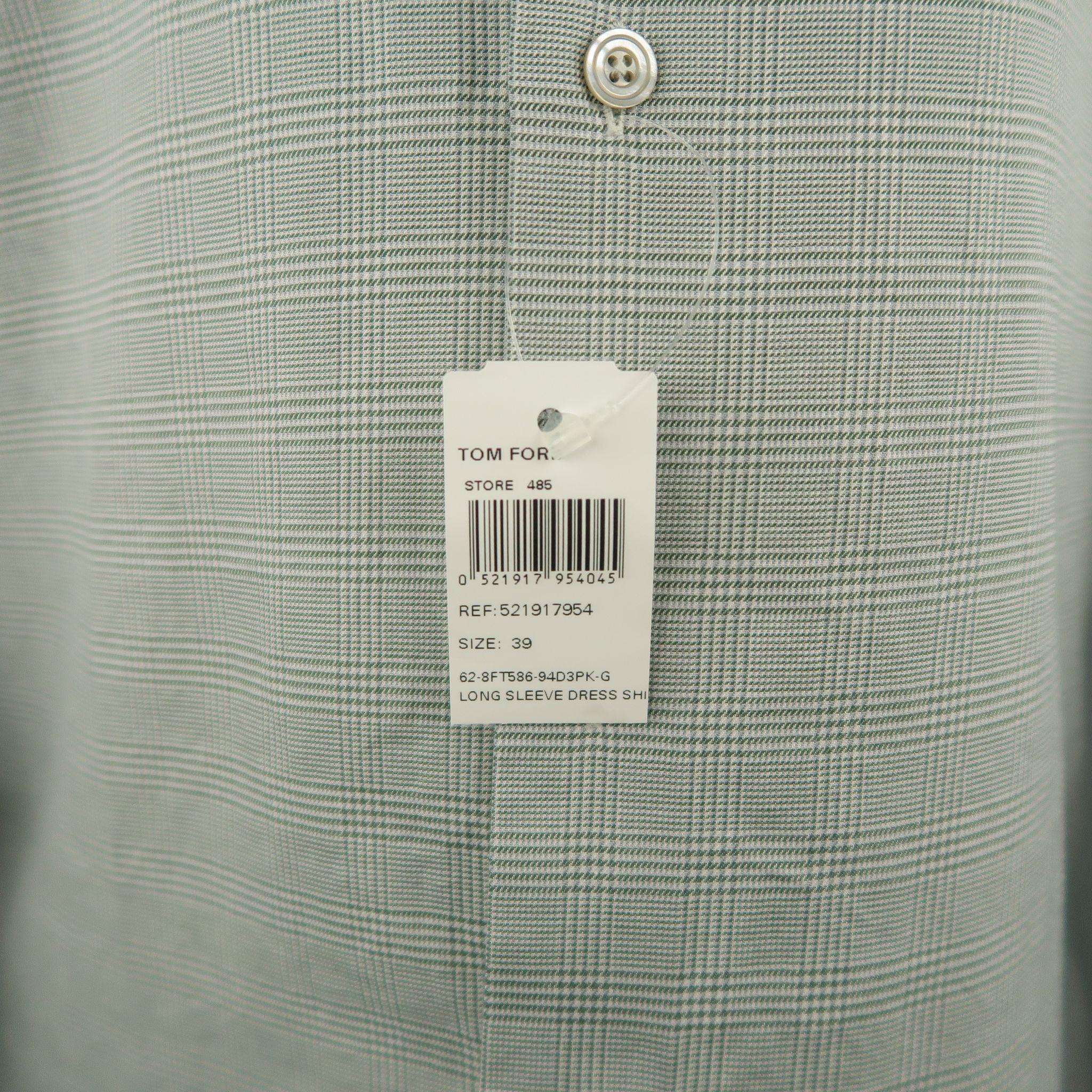 Gris TOM FORD Taille M Chemise à manches longues en coton à carreaux olive