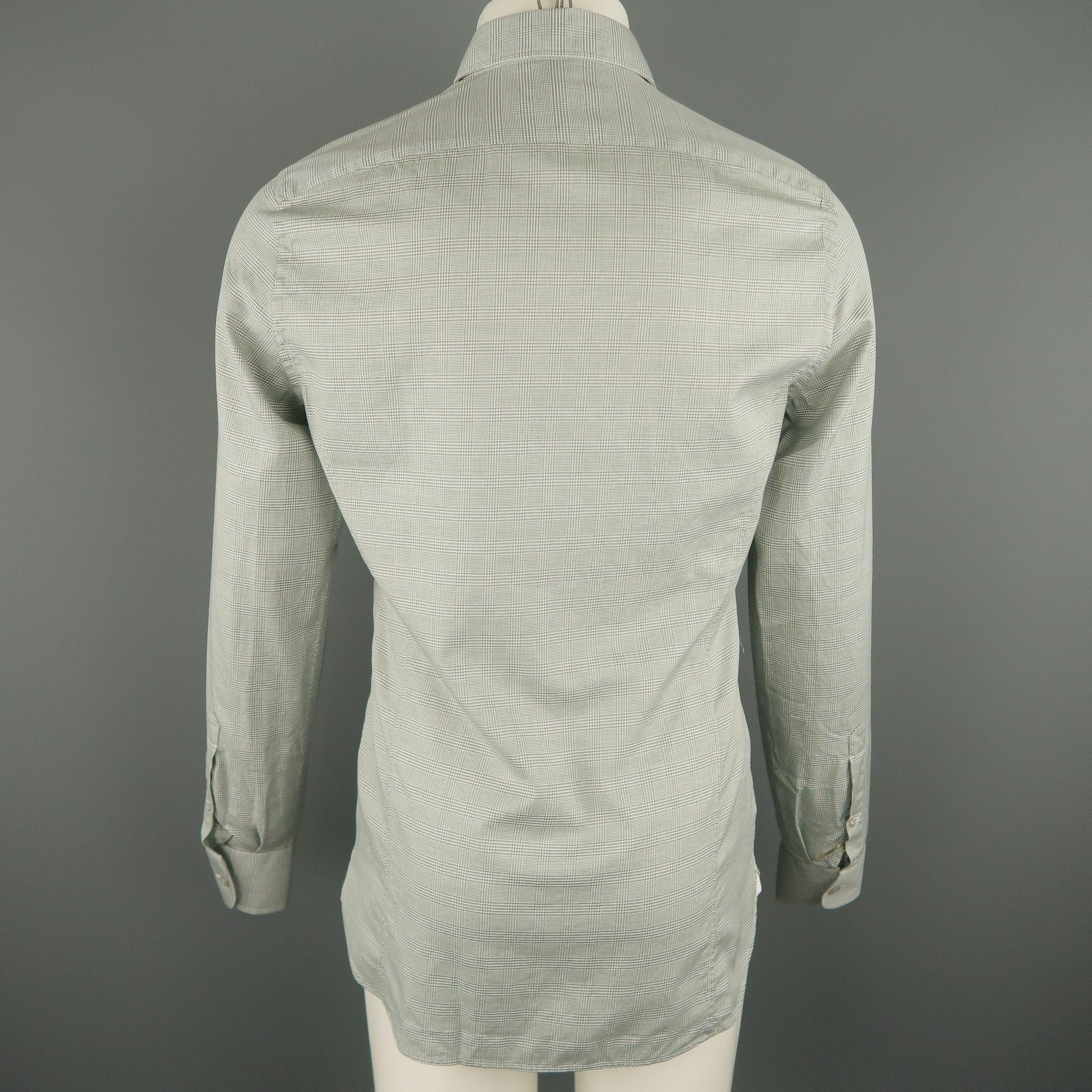  TOM FORD Taille M Chemise à manches longues en coton à carreaux olive Pour hommes 