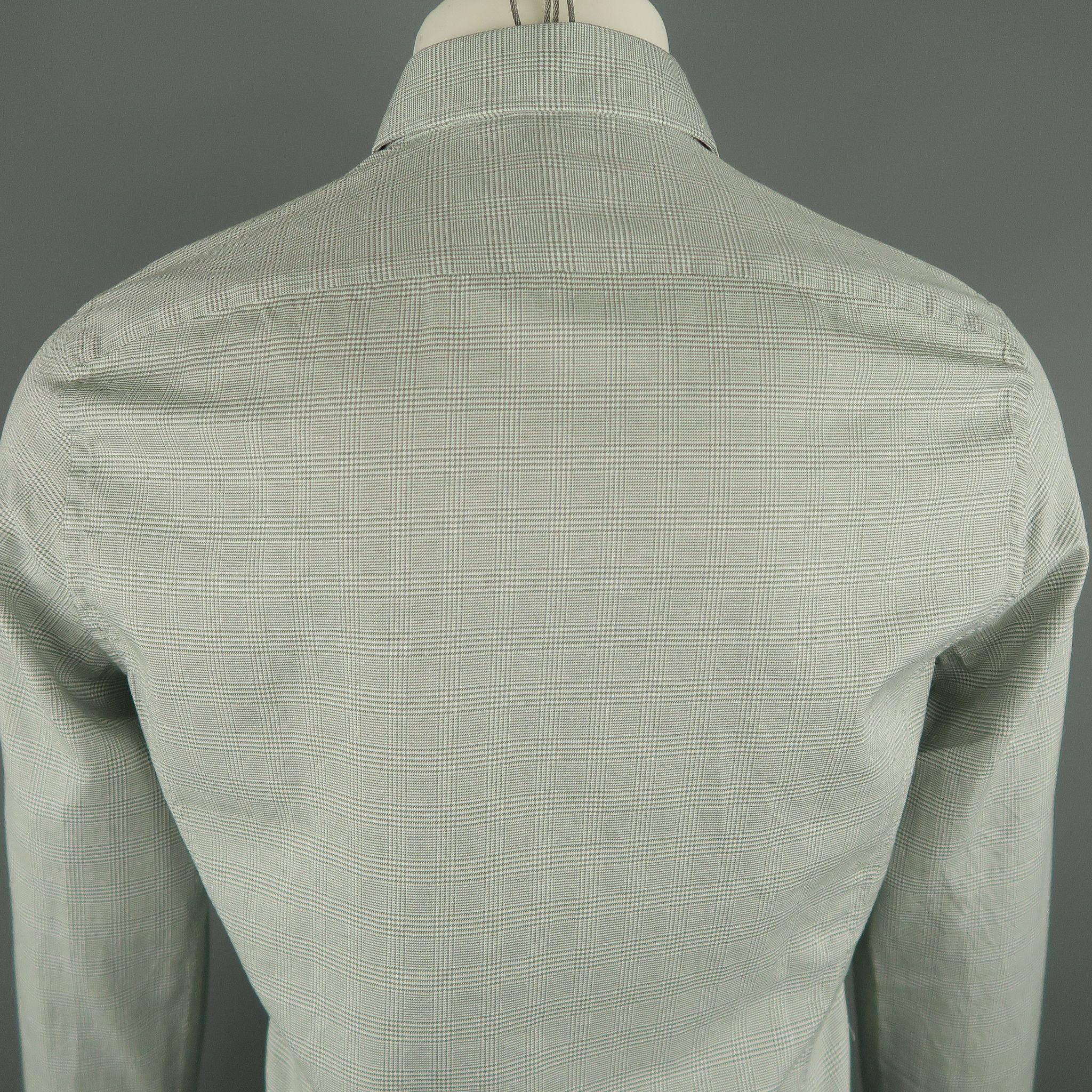 TOM FORD Taille M Chemise à manches longues en coton à carreaux olive 1