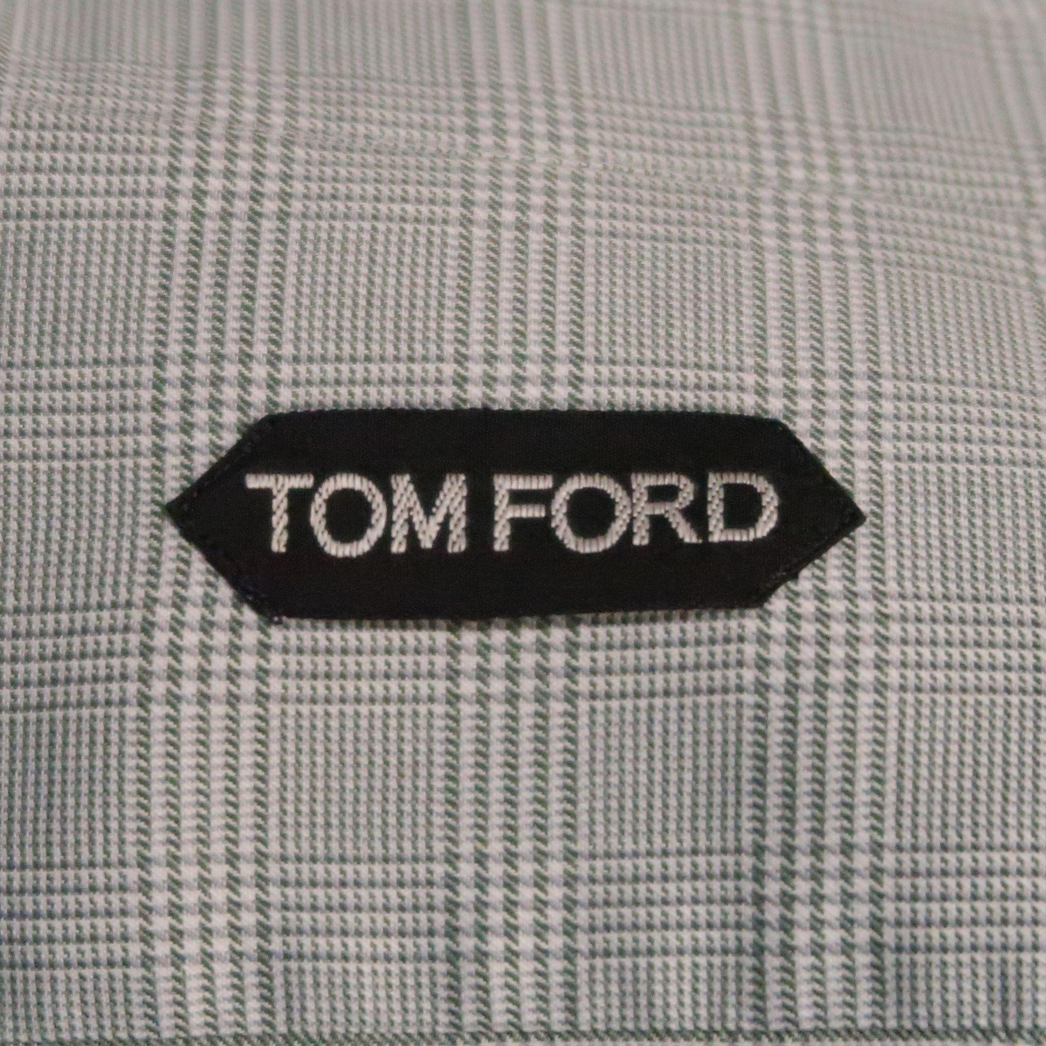 TOM FORD Taille M Chemise à manches longues en coton à carreaux olive 3