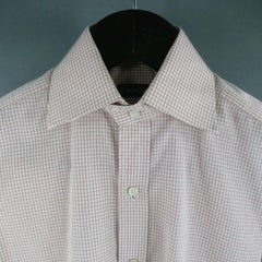 TOM FORD Size M Pink Micro Plaid Cotton Long Sleeve Shirt