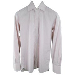 TOM FORD Size M Pink Micro Plaid Cotton Long Sleeve Shirt