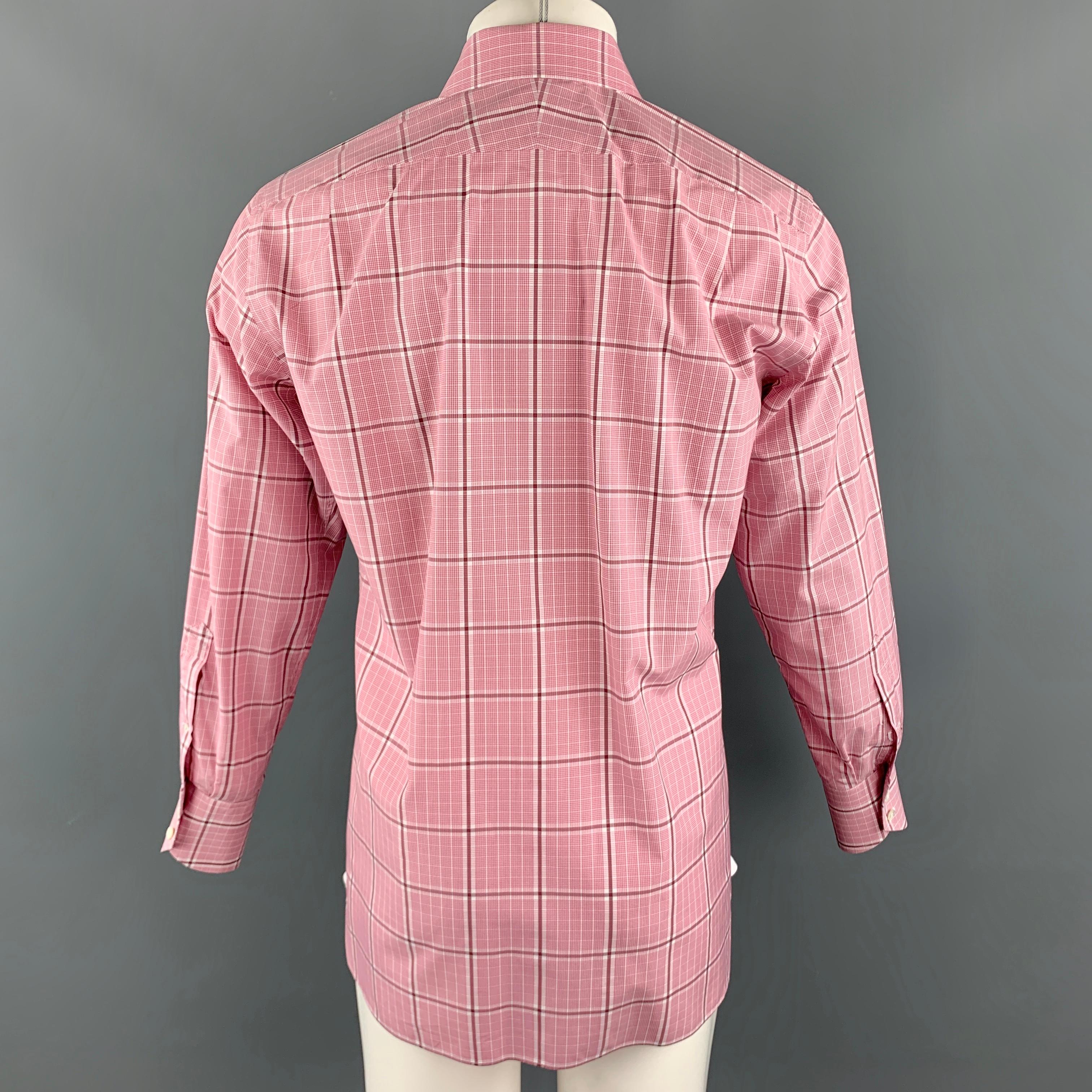 TOM FORD Size M Pink Plaid Cotton Spread Collar Button Up Long Sleeve Shirt In Excellent Condition In San Francisco, CA