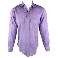 Vintage TOM FORD Size M Purple Heather Cotton Button Up Long Sleeve Shirt