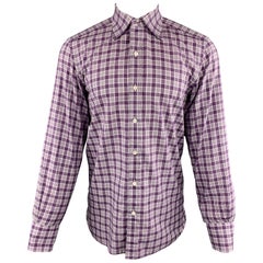 TOM FORD Size M Purple Plaid Cotton Button Up Long Sleeve Shirt