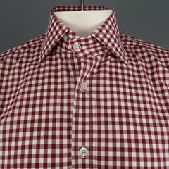 TOM FORD Size M Red & White Plaid Cotton Button Up Long Sleeve Shirt