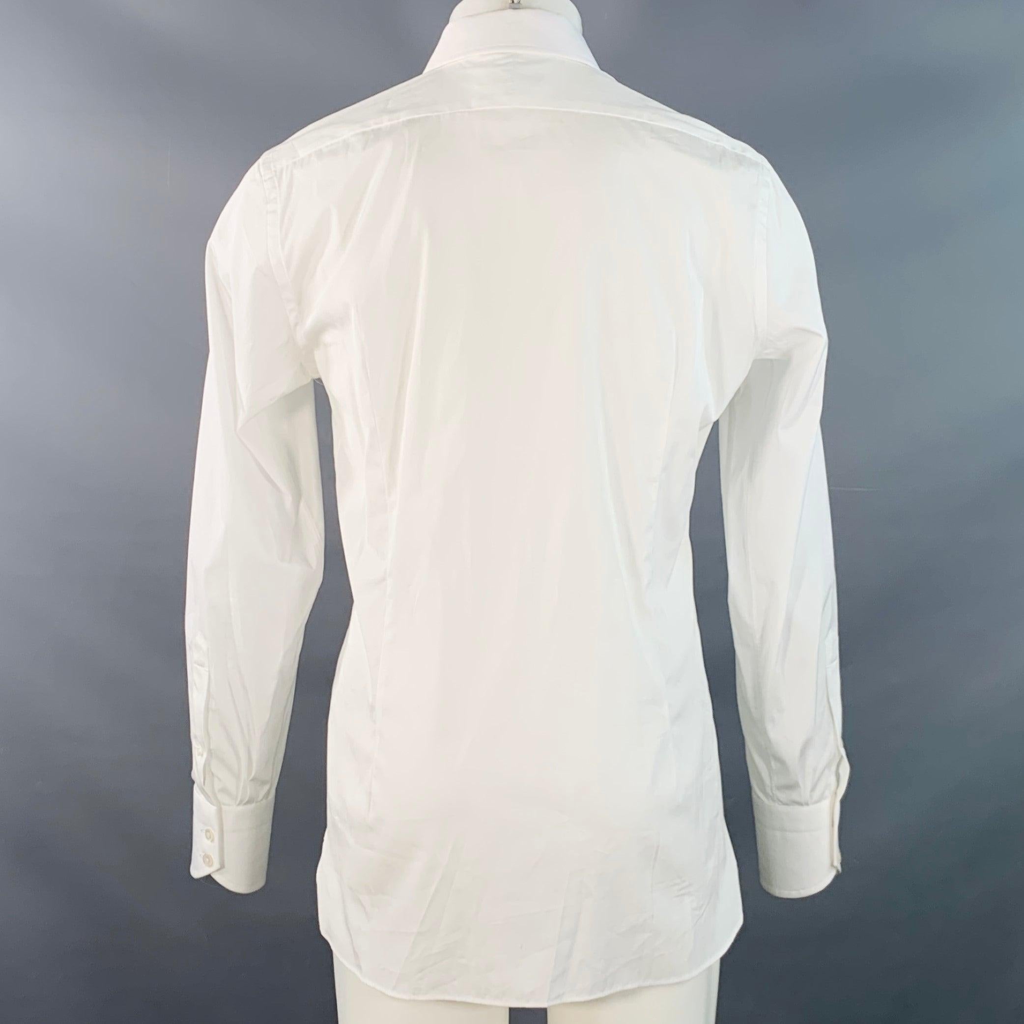 Bianco TOM FORD Taglia M Camicia a maniche lunghe in cotone bianco con bottoni a scomparsa in vendita