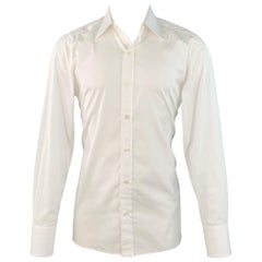 TOM FORD Taglia M Camicia a maniche lunghe in cotone bianco con bottoni a scomparsa
