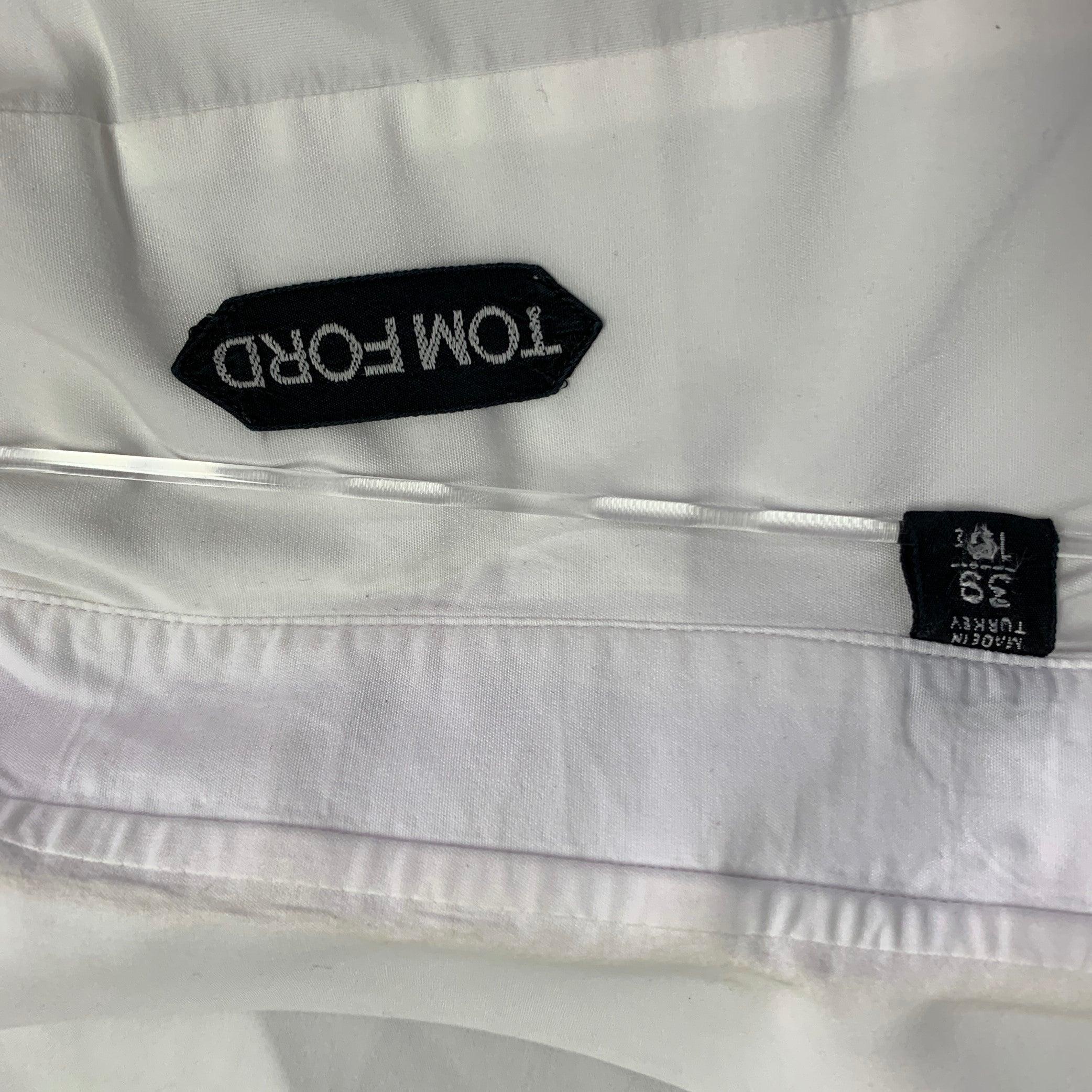 TOM FORD Größe M Weißes langärmeliges Hemd aus Baumwolle mit geschwungenem Cutaway-Schliff Herren